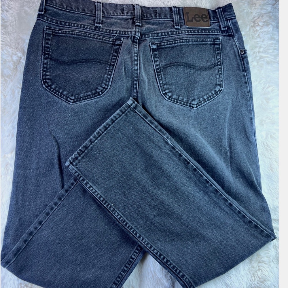 Lee Regular Fit Mens Jeans 38x32 Faded Black Denim Straight Leg JIM-M938 A15